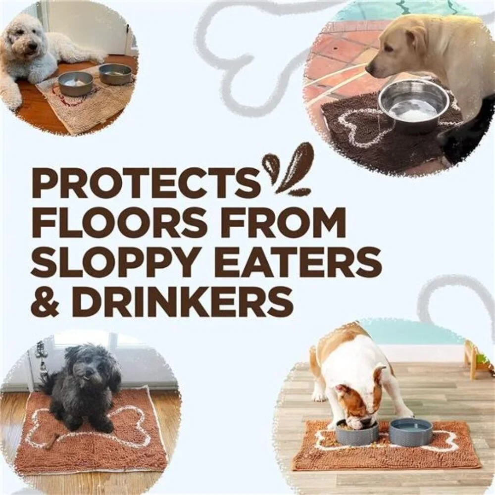Ultra-Absorbent Dog Door Mat for Food and Water, Microfiber Chenille Dog Mat
